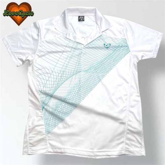 Men's Sport-Dri White & Blue Quick Dry Retro Sports Polo Shirt Top - Picture 1 of 6